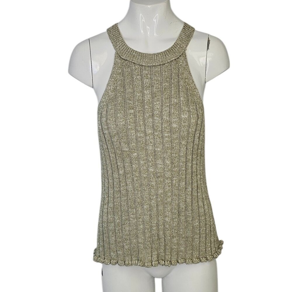Anthropologie Pilcro Halter Ribbed Sweater Tank, Stretch, Green, Size XL, NWT